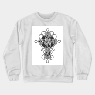 Celtic Cross entwined by ropes Tattoo in engraving style. Crewneck Sweatshirt